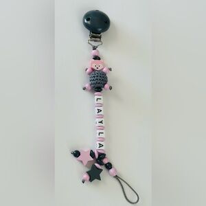 Personalized handmade pacifier clip color Cloudy Candy